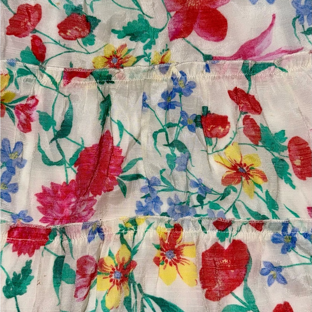 Trixxi Floral Ruffle Sundress in White with Colorful Flowers - Picture 4 of 4